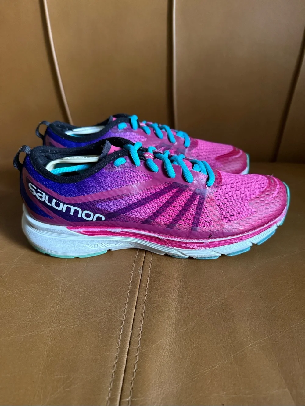 Salomon Sonic RA Pro Women's Vibrant Pink and Teal Athletic Shoes, Womens Size 6